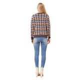 Mandi Womens Crew Neck Heart Intasia Design Sweater In Navy
