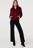 Stella Morgan Long Sleeve Zip Through Teddy Jacket In Red