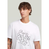 G-Star Raw Mens White Hd Print R T-Shirt