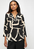 Izabel London Ladies 3/4 Sleeve Key Hole Neck Blouse In Black Multi