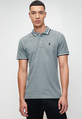 Polo Mens Tipped Short Sleeves Golfer Blue/Melange
