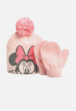 Baby Girls 2 Piece Beanie & Mitten Set Mouse Pink