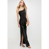 Sissy boy Ladies Asymmetric Maxi Dress With Ruching In Black