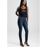 Sissy boy Womens Bianca Mid-Waist Skinny Jeans In Dark Blue