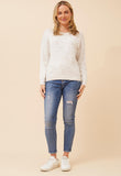 Izabel London Womens Sweater With Applique And Rhinestone Motif In Oatmeal