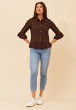 Stella Morgan 3/4 Sleeve With Frill Combin In Chocolate