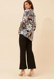 Izabel London Ladies Hick Cuff Button Shirt In Navy