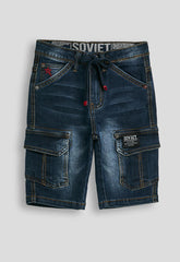 Soviet Boys Mighty Fashion Denim Cargo Short In Indigo