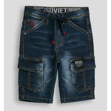Soviet Boys Mighty Fashion Denim Cargo Short In Indigo