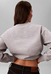 Calvin Klein Ladies Foil Monologo French Terry Relaxed Sweatshirt In Grey