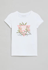 Guess Girls T-Shirt In White & Pink