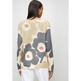 Izabel London Viscose Blend Long sleeve Knitwear Top In Beige Multi