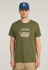 G-Star Raw Mens Olive Finger Print Burger R T-Shirt