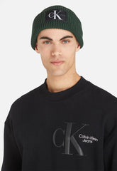 Calvin Klein Monologo Patch Beanie In Thyme