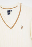 Polo Boys V-Neck Cable Knit Jersey In Off White