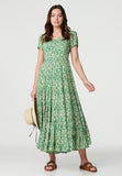 Stella Morgan Cap Sleeve V-Neck With Gather In Green