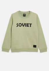 Soviet Zander Boys Crew Neck Sweat Top Light Sage