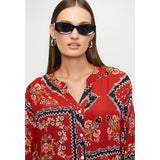 Mandi Womens Halfsleeve Easy Wearing Batwing Blouse In Red