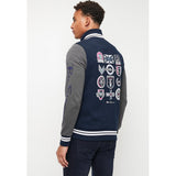 Ben Shereman Mens Navy Varsity Bomber Jacket