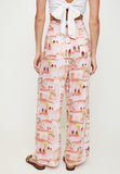 Mandi High Waisted Leg Palazo Printed Pant In Coral