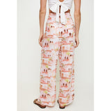 Mandi High Waisted Leg Palazo Printed Pant In Coral