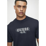 Guess Mens Ss Logo Tee Navy