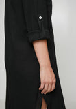 Izabel London Long sleeve Button Through Shirt Dress In Black