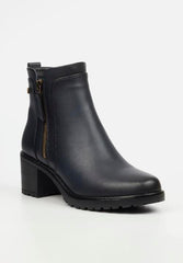 Butterfly Feet Ladies Noxer Navy ankle block heel boot