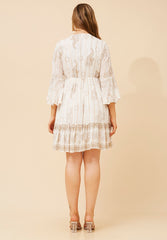 Izabel London Ladies 3/4 Sleeve V-Neck Dress In White