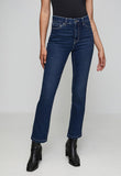 Izabel London Ladies High Waist Straight Leg Jeans In Dark Blue
