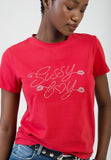Sissy boy Womens Regular T-shirt With Bling Detail In Red