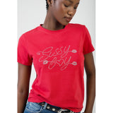 Sissy boy Womens Regular T-shirt With Bling Detail In Red