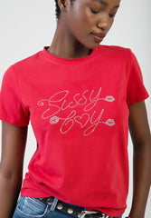 Sissyboy Womens Regular T-shirt With Bling Detail In Red