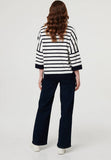 Stella Morgan Easy Wearing Stripe V-Neck Knitwear Jersey In Multi Navy