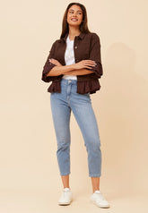 Stella Morgan 3/4 Sleeve With Frill Combin In Chocolate