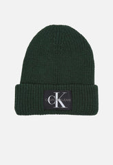 Calvin Klein Monologo Patch Beanie In Thyme