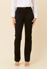 Stella Morgan Womens Mid Waist Straight Leg Ponte Pant In Black