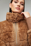 Stella Morgan Womens Zip Through Faux Fur Jacket In Brown