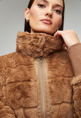 Stella Morgan Womens Zip Through Faux Fur Jacket In Brown