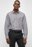 Pringle Mens Roger Gingham Tailored Shirt In Brown And Navy