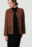 Izabel London Womens Faux Suede Crop Jacket In Brown