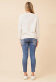 Izabel London Womens Sweater With Applique And Rhinestone Motif In Oatmeal