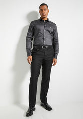 Polo Mens Essential Sateen Ls Shirt Charcoal