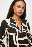 Izabel London Ladies 3/4 Sleeve Key Hole Neck Blouse In Black Multi