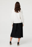 Izabel London Womens Crew Neck Sweater With Leaf Applique In White