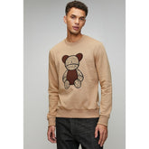 Ben Sherman Mens Bear Applique Fur Crew Sweatshirt In Cornstalk
