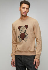 Ben Sherman Mens Bear Applique Fur Crew Sweatshirt In Cornstalk