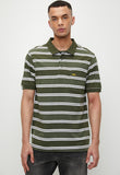 Jeep Mens Yarn Dye Stripe Golfer In Fatigue