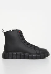 Pierre Cardin Kids Riley Cleated Black Boots