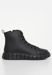 Pierre Cardin Kids Riley Cleated Black Boots